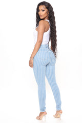 You've Crossed The Line Striped Skinny Jeans - Medium Blue Wash Ins Street