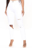 Classic Tapered Ripped Mom Jeans - White