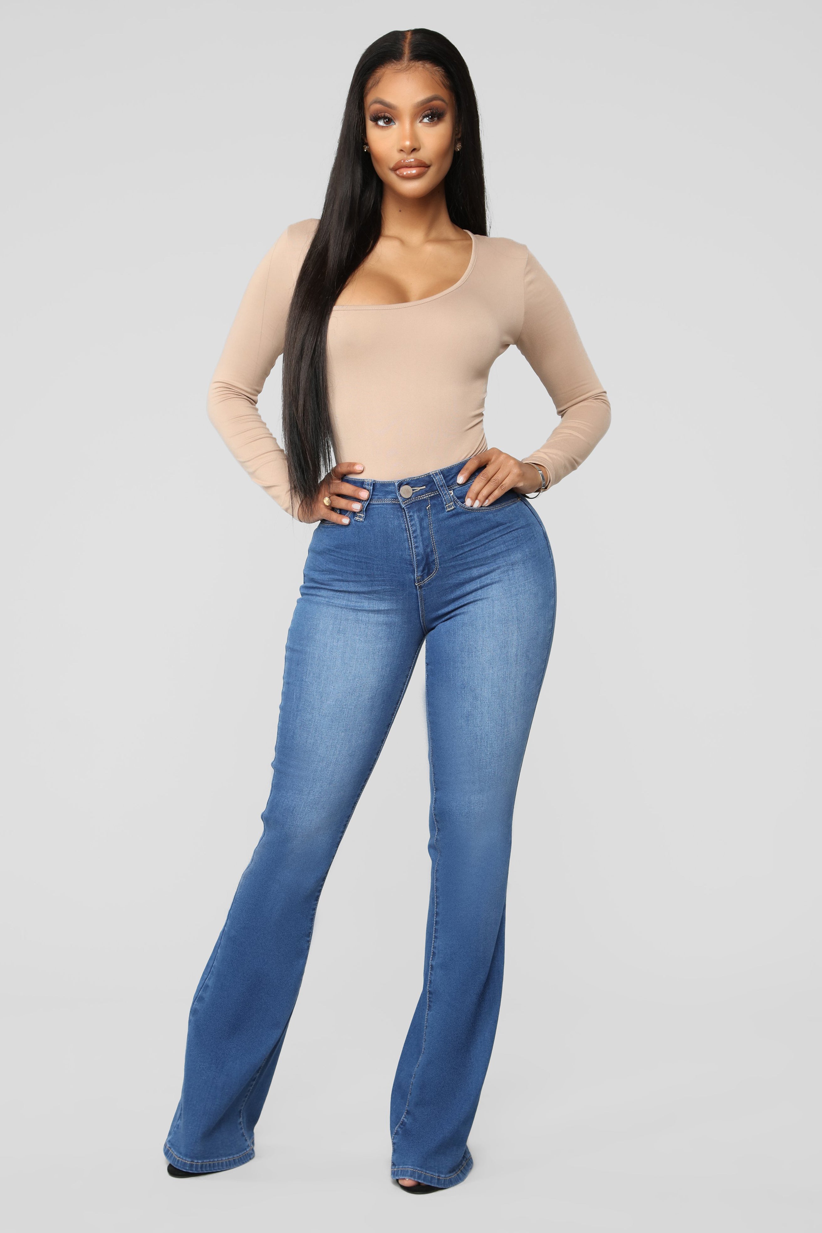 Jodie High Rise Flare Jeans - Medium Blue Wash Ins Street