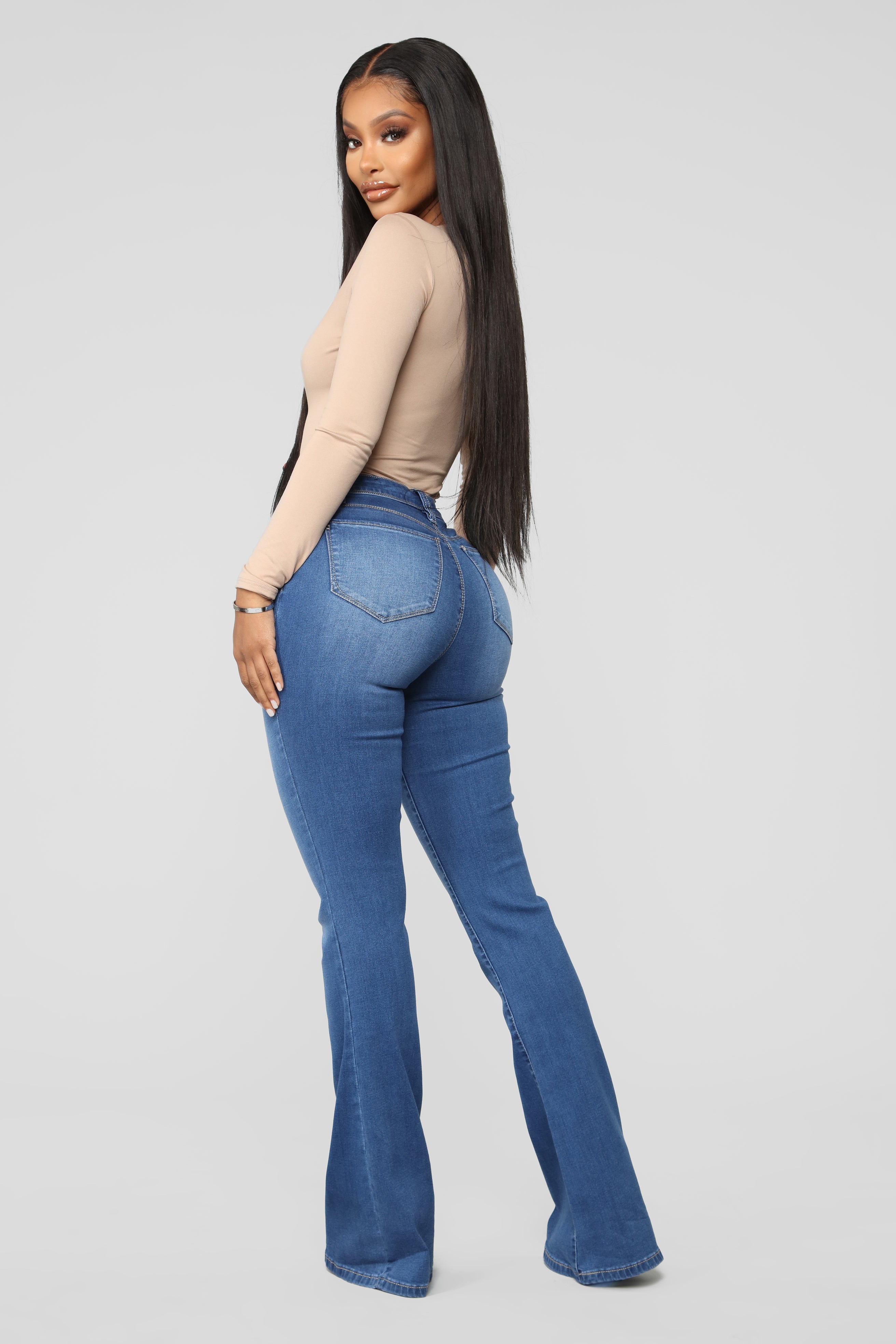 Jodie High Rise Flare Jeans - Medium Blue Wash Ins Street