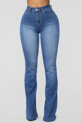 Jodie High Rise Flare Jeans - Medium Blue Wash Ins Street