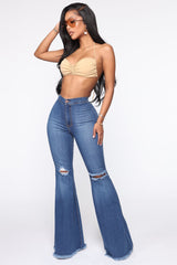 Mystery Solved Extreme Bell Bottom Jeans - Medium Blue Wash Ins Street