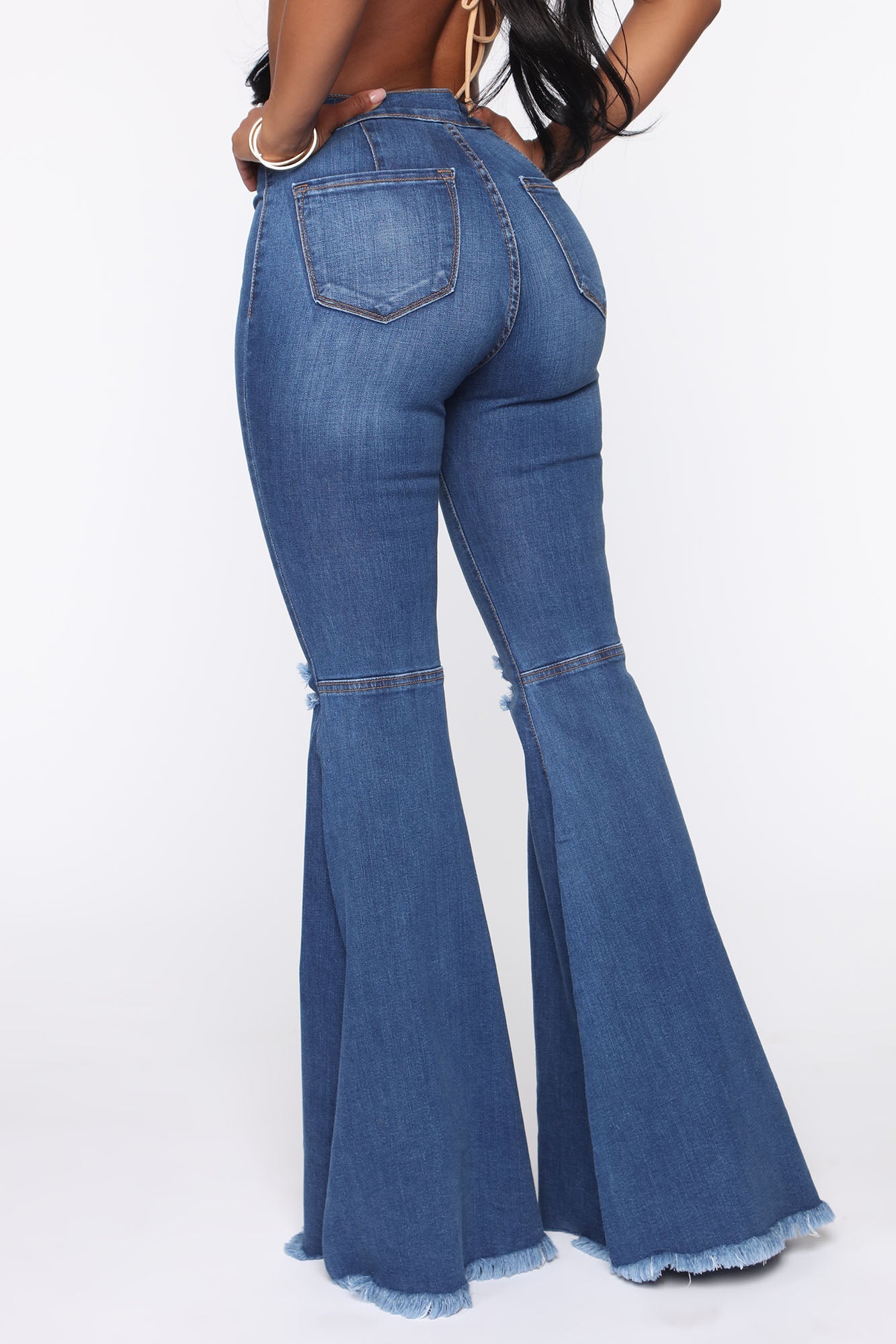 Mystery Solved Extreme Bell Bottom Jeans - Medium Blue Wash – InsStreet