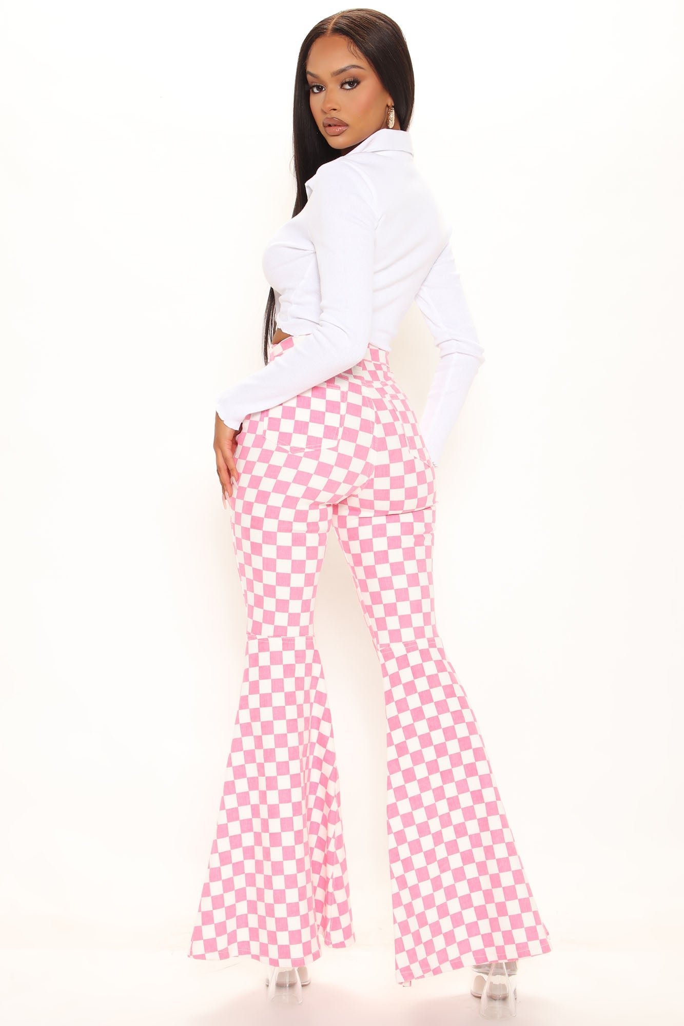 Big Race Extreme Flare Leg Jeans - Pink Ins Street