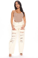 Never Letting Go Distressed Boyfriend Jeans - Natural/Combo Ins Street