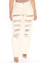 Never Letting Go Distressed Boyfriend Jeans - Natural/Combo Ins Street