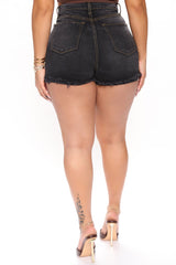 Take Me Away High Rise Denim Shorts - Black Ins Street