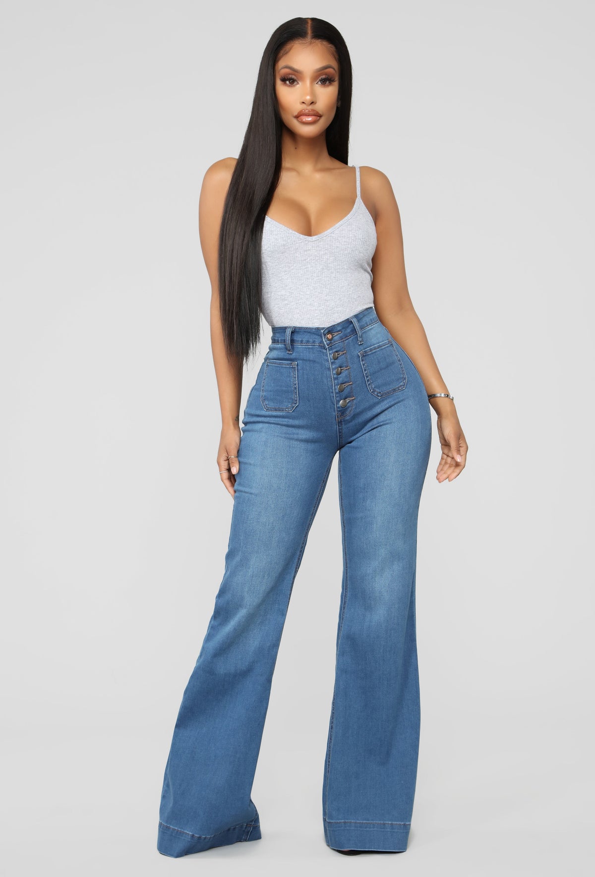 Skyscraper Denim Jeans - Medium Blue Wash Ins Street