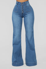 Skyscraper Denim Jeans - Medium Blue Wash Ins Street