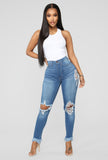 Back To It Ankle Jeans - Medium Blue Wash Ins Street