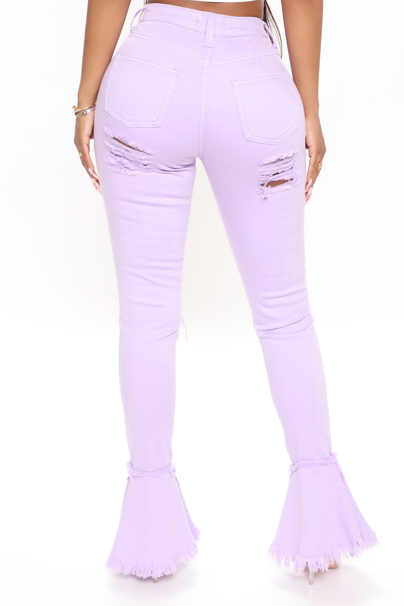 Fray What You Mean Flare Leg Jeans - Lavender Ins Street