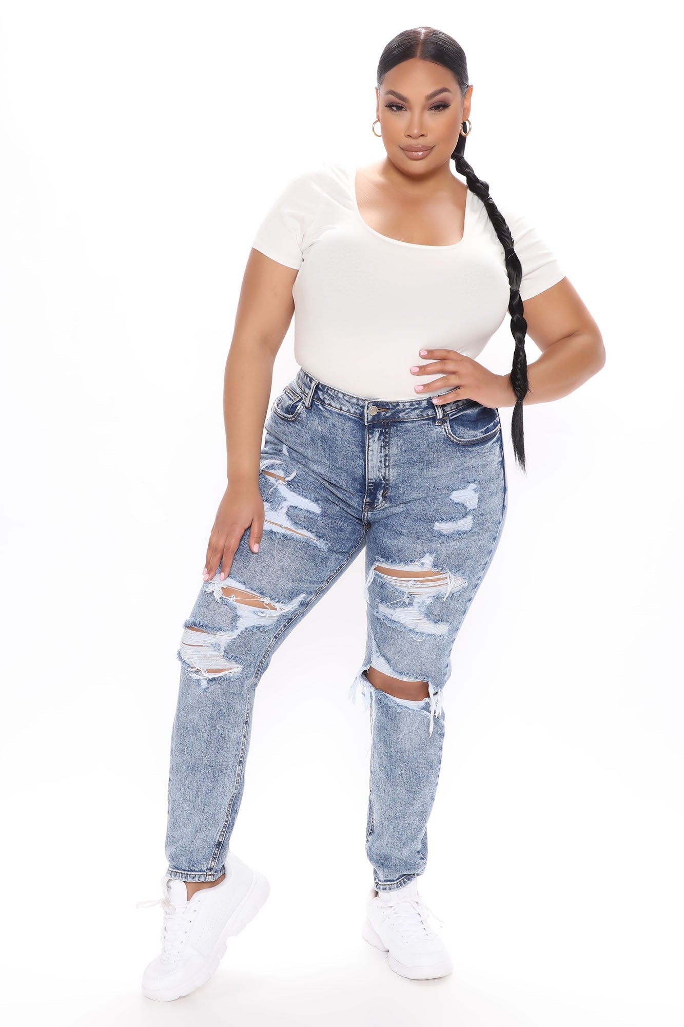 Cut 'Em Out Destroyed Skinny Jeans - Medium Blue Wash Ins Street