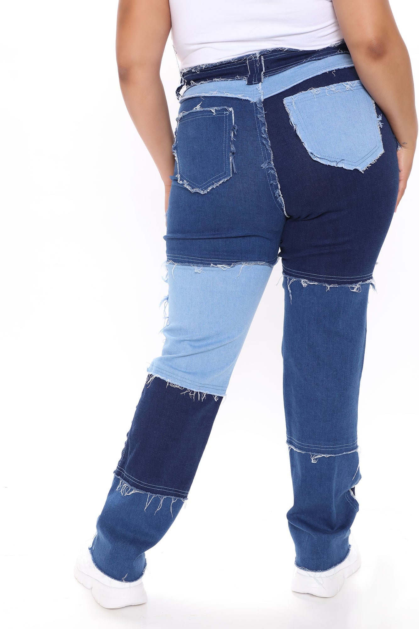 Piece Of Art Patchwork Straight Leg Jeans - Blue/combo Ins Street