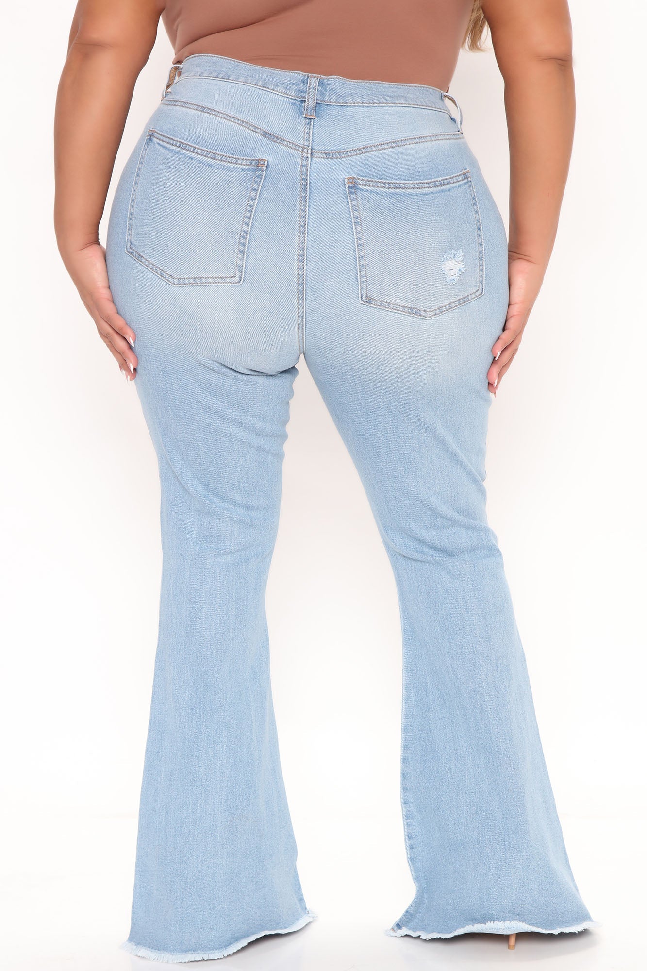 Perfect Day Ripped High Rise Flare Jeans - Light Blue Wash – InsStreet