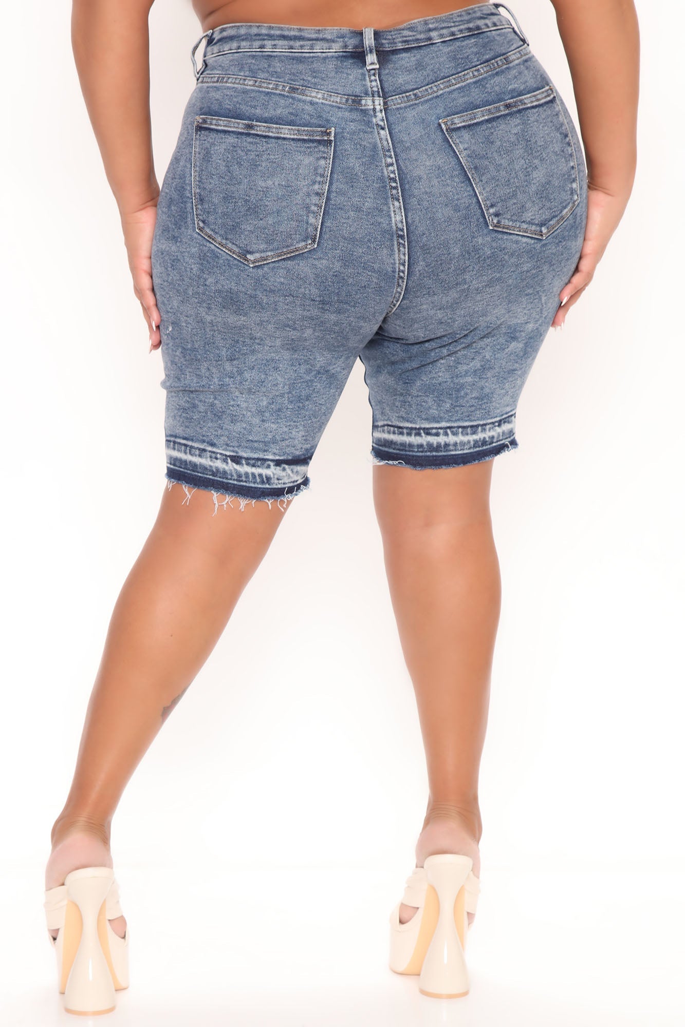 Make It Happen Denim Bermuda Shorts - Acid Wash Blue Ins Street