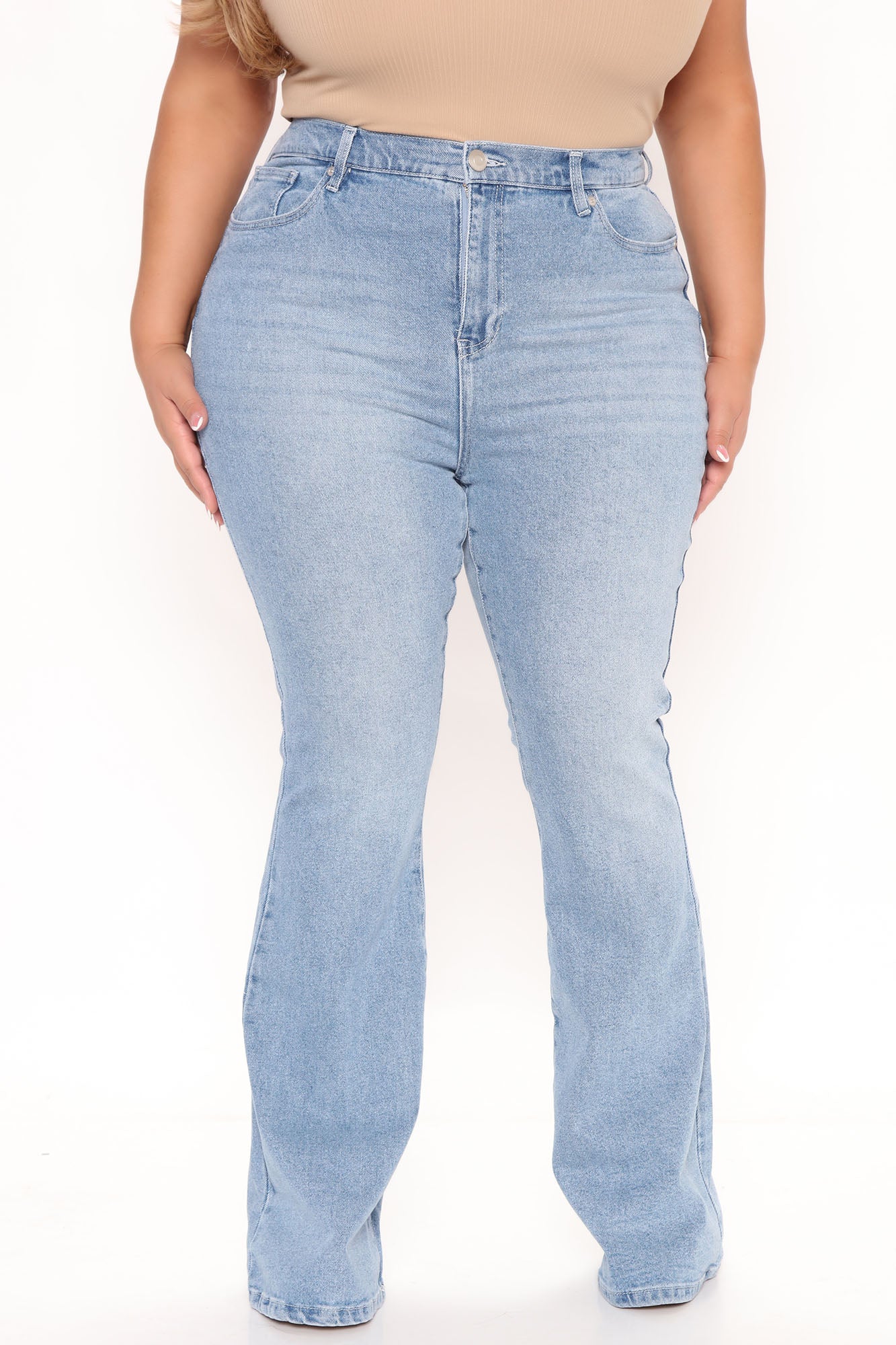 Natasha High Rise Flare Jeans - Medium Blue Wash Ins Street