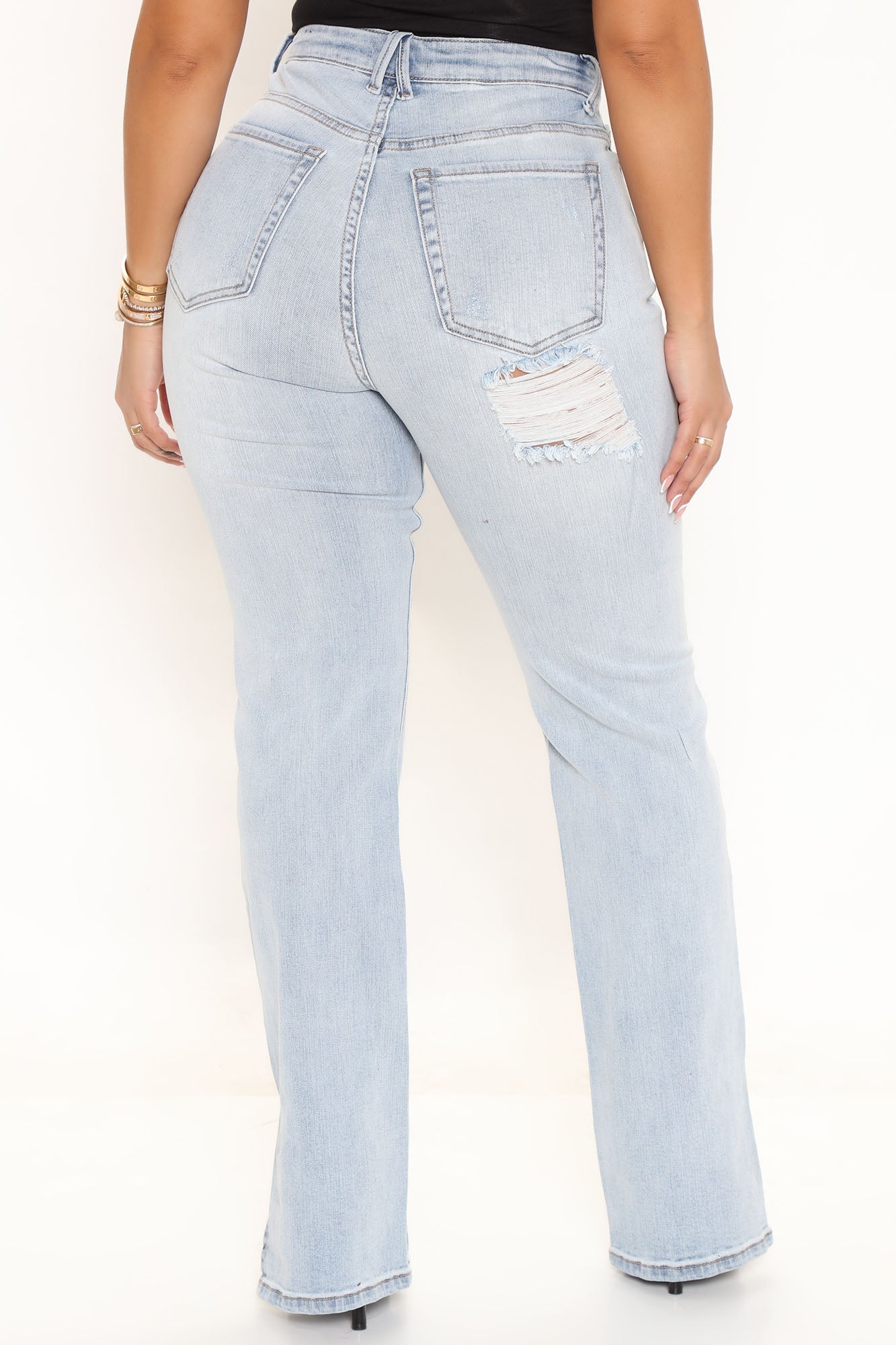 New Friend Side Slit Straight Leg Jeans - Light Blue Ins Street