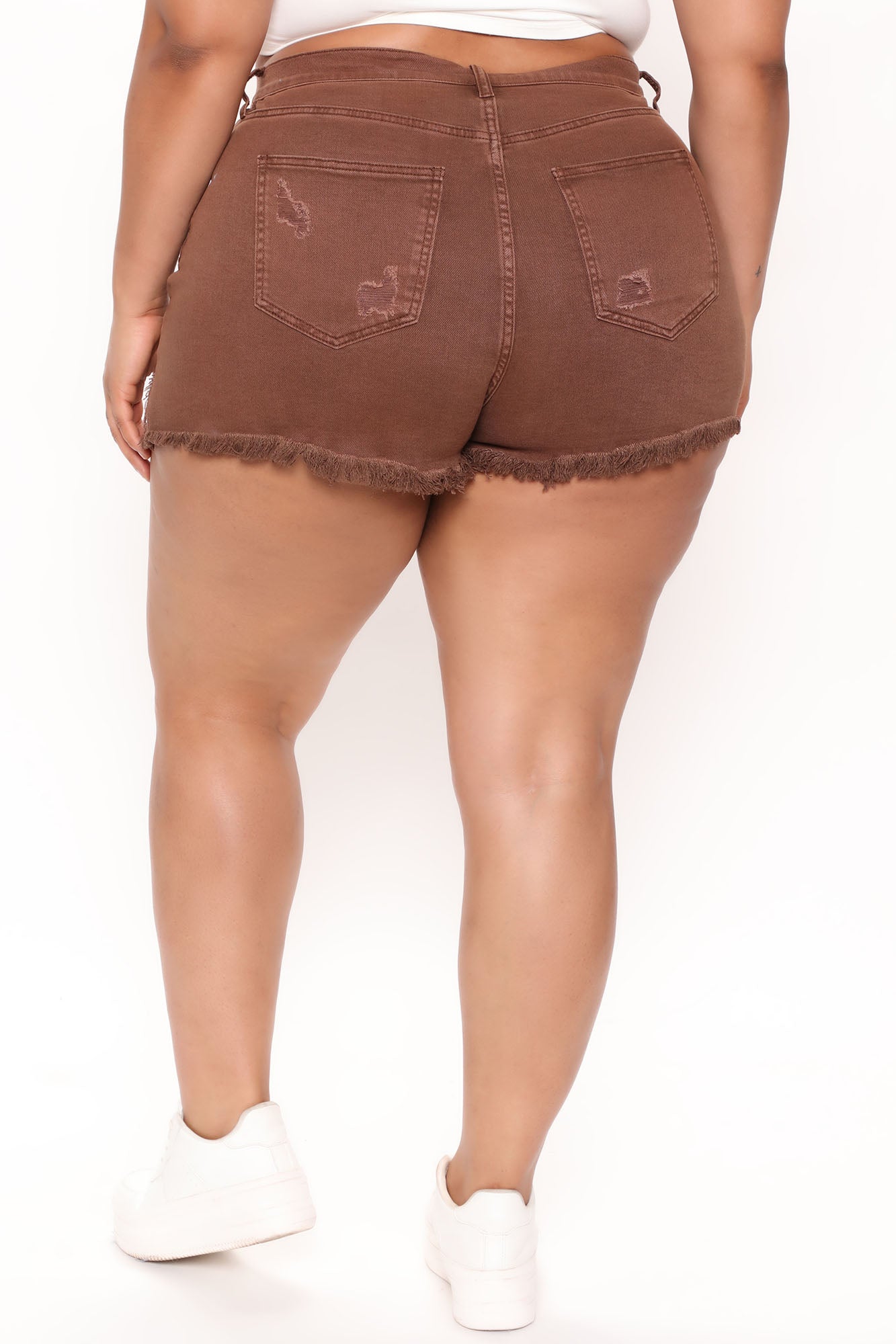 Vacay High Waist Cut Off Denim Shorts - Brown Ins Street