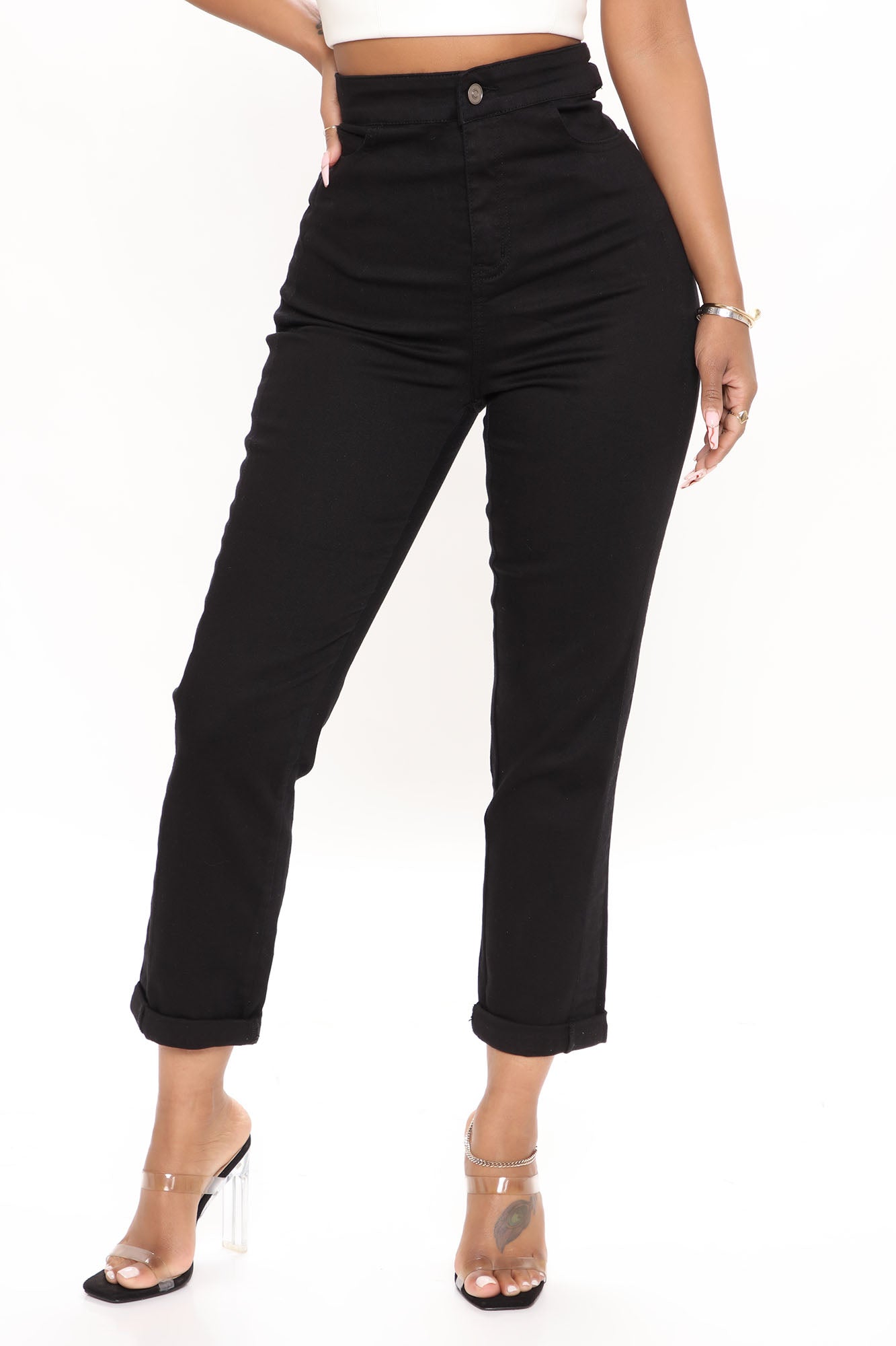Tie 'Em Up Boyfriend Jeans - Black Ins Street