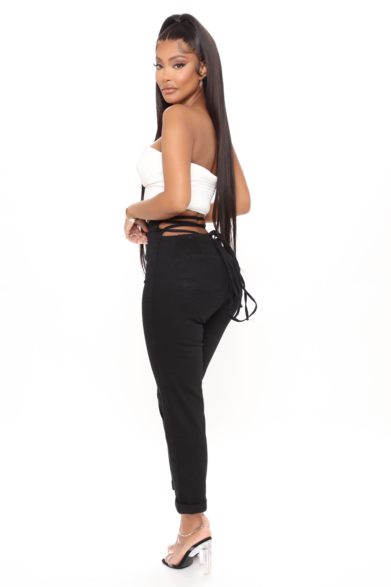 Tie 'Em Up Boyfriend Jeans - Black Ins Street