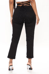 Tie 'Em Up Boyfriend Jeans - Black Ins Street
