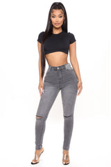 Conquer Your Fears Ripped Skinny Jeans - Grey Ins Street
