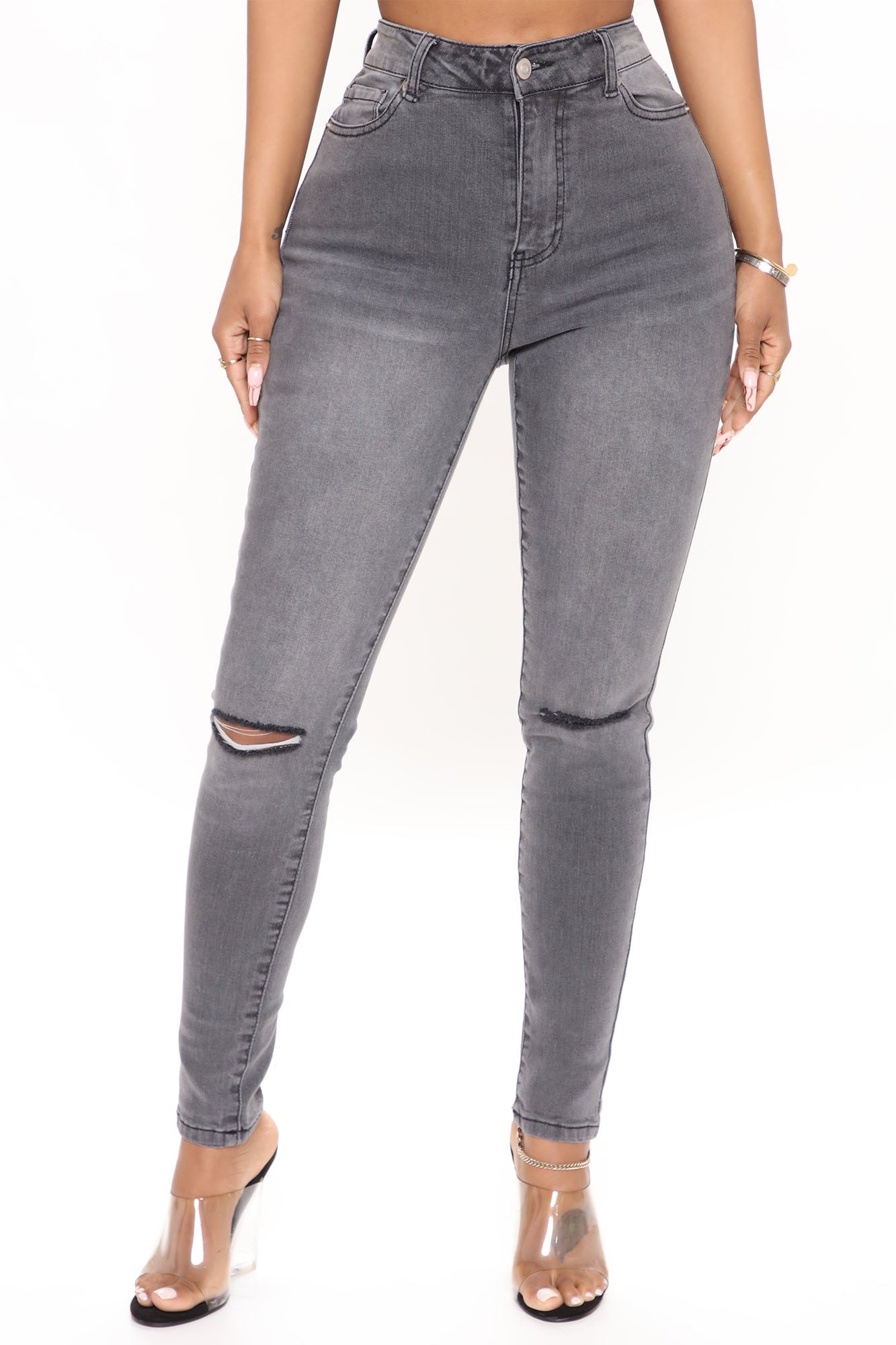 Conquer Your Fears Ripped Skinny Jeans - Grey Ins Street