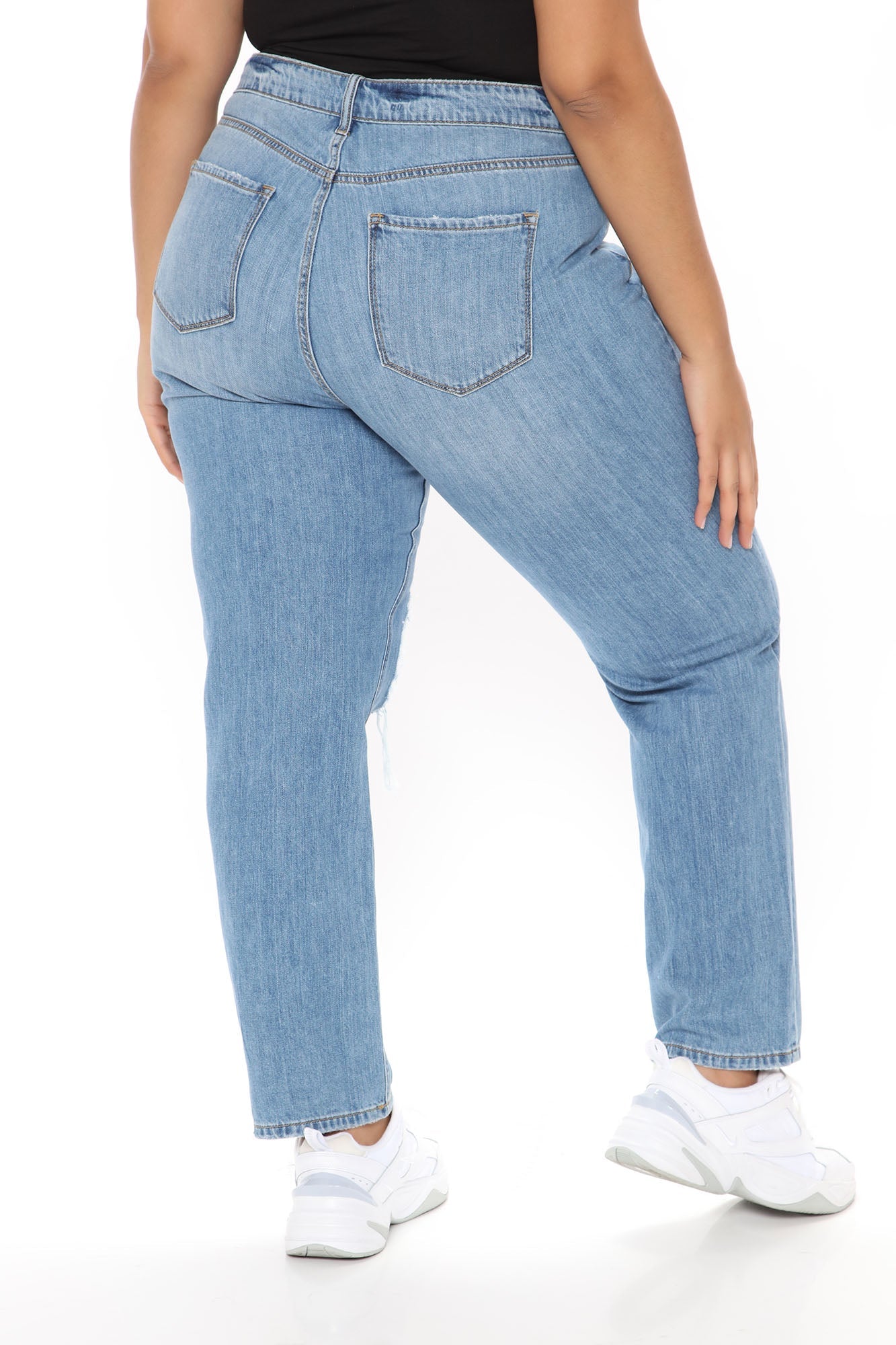Can't Tell You Non Stretch Destroyed Jeans - Medium Blue Wash Ins Street