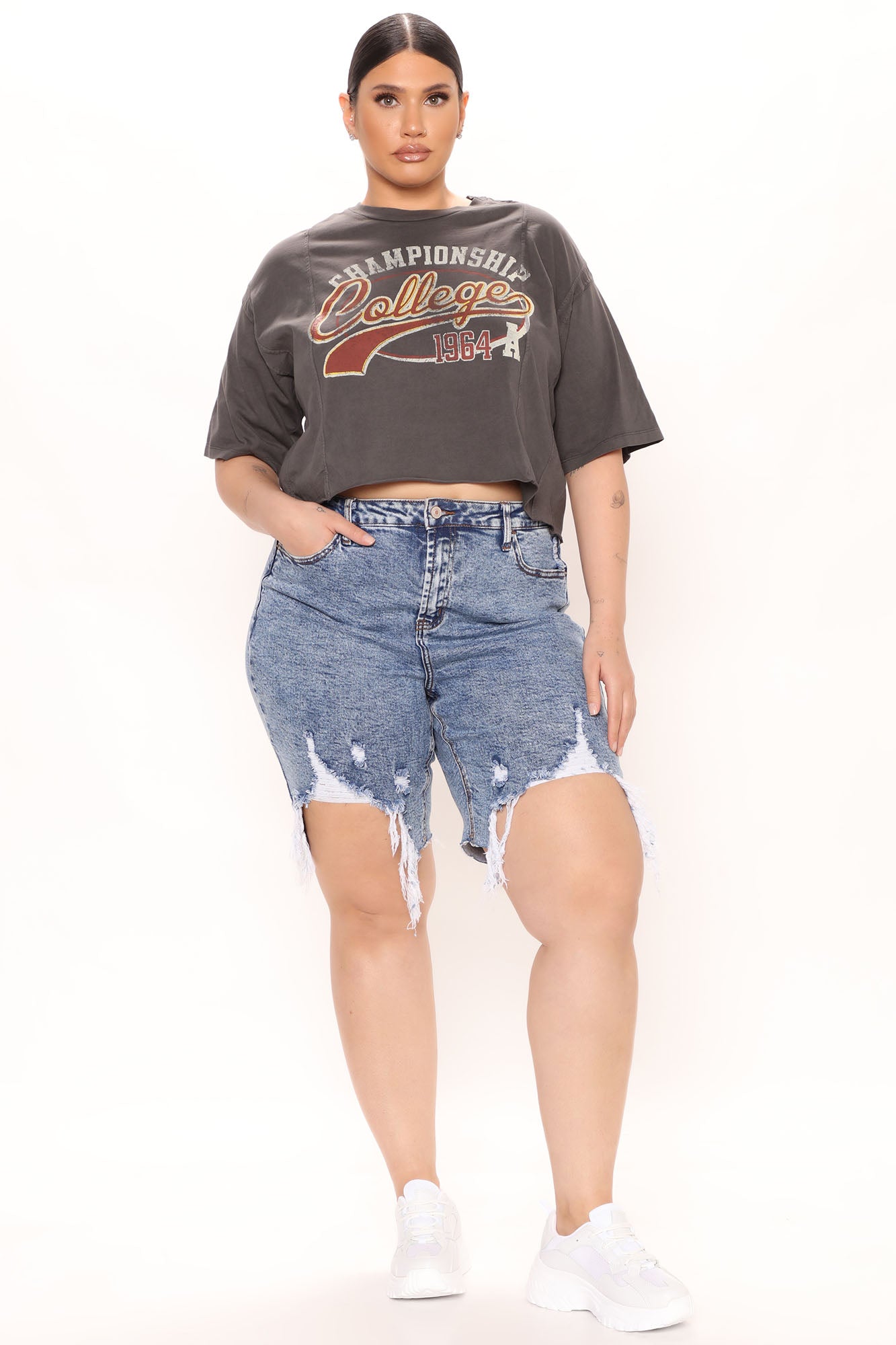 Feel The Same Stretch Bermuda Shorts - Acid Wash Blue Ins Street