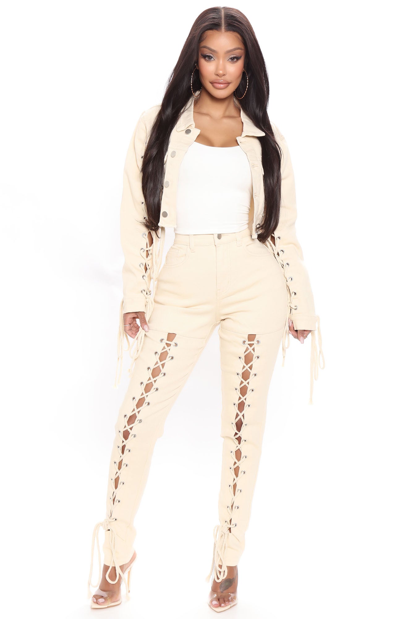 Can't Keep Up Skinny Jeans - Cream Ins Street