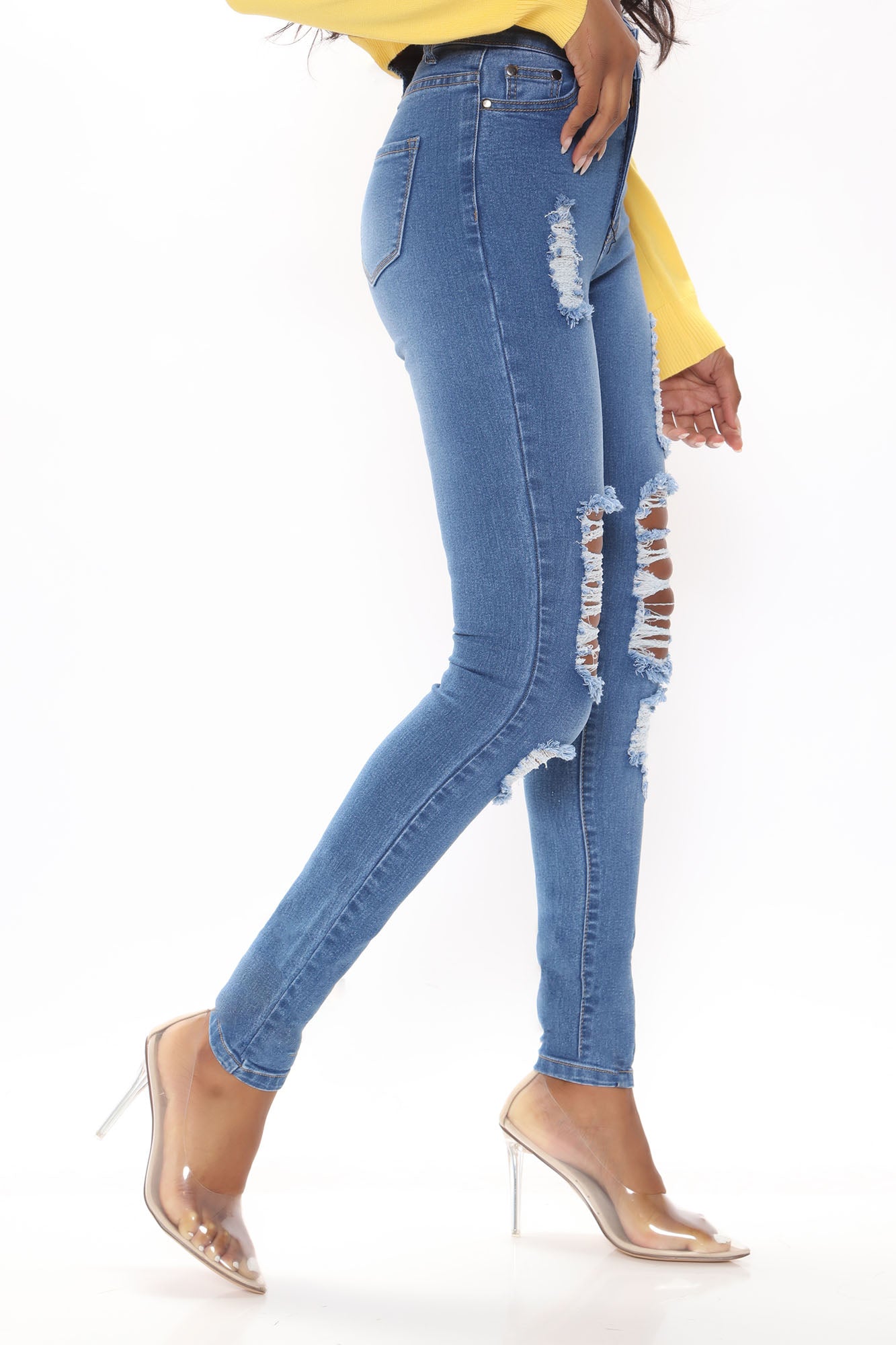 Tall Tempe Distressed Jeans - Medium Blue Wash Ins Street