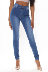 Tall Isabella High Waisted Skinny Jeans - Medium Blue Wash Ins Street