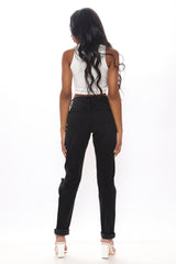 Tall Hometown Hottie Destroyed Mom Jeans - Black Ins Street