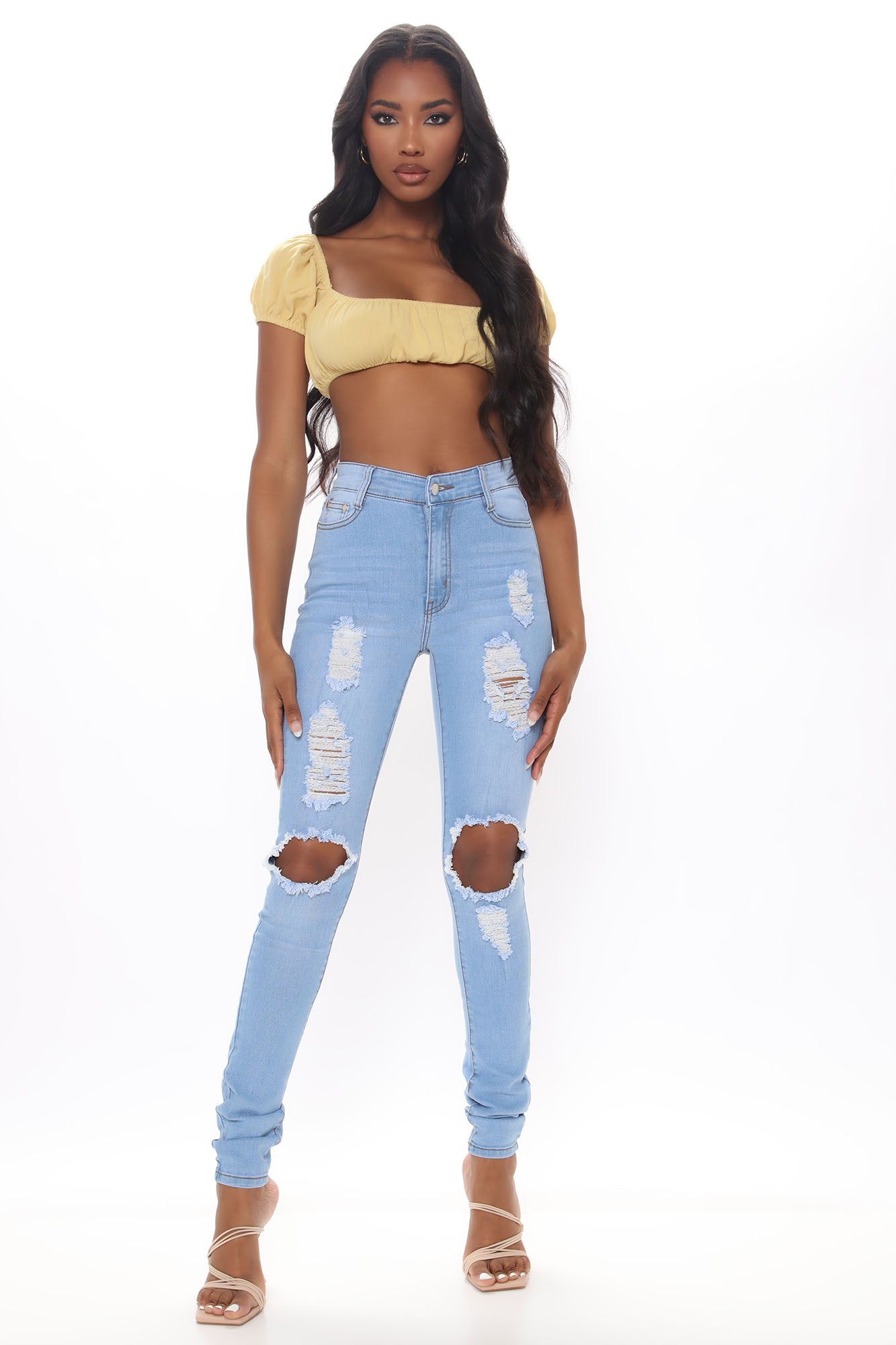 Tall Say Yes To Distress Jeans - Light Blue Wash Ins Street