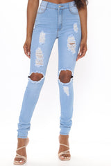 Tall Say Yes To Distress Jeans - Light Blue Wash Ins Street