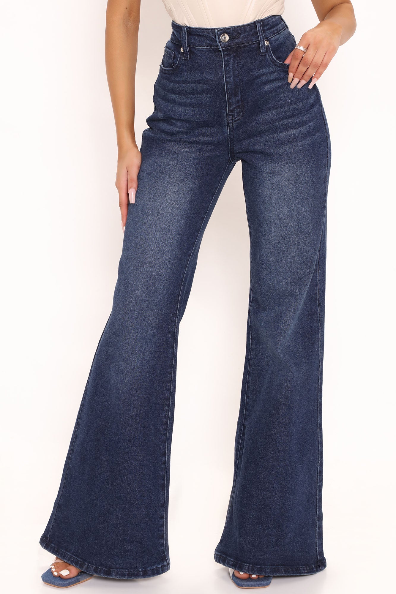 Love Letters Recycled High Waist Wide Leg Jeans - Dark Wash Ins Street