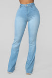 Valentina High Rise Flare Jeans - Light Blue Wash Ins Street