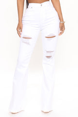 Make Your Own Luck Ripped Flare Jeans - White Ins Street