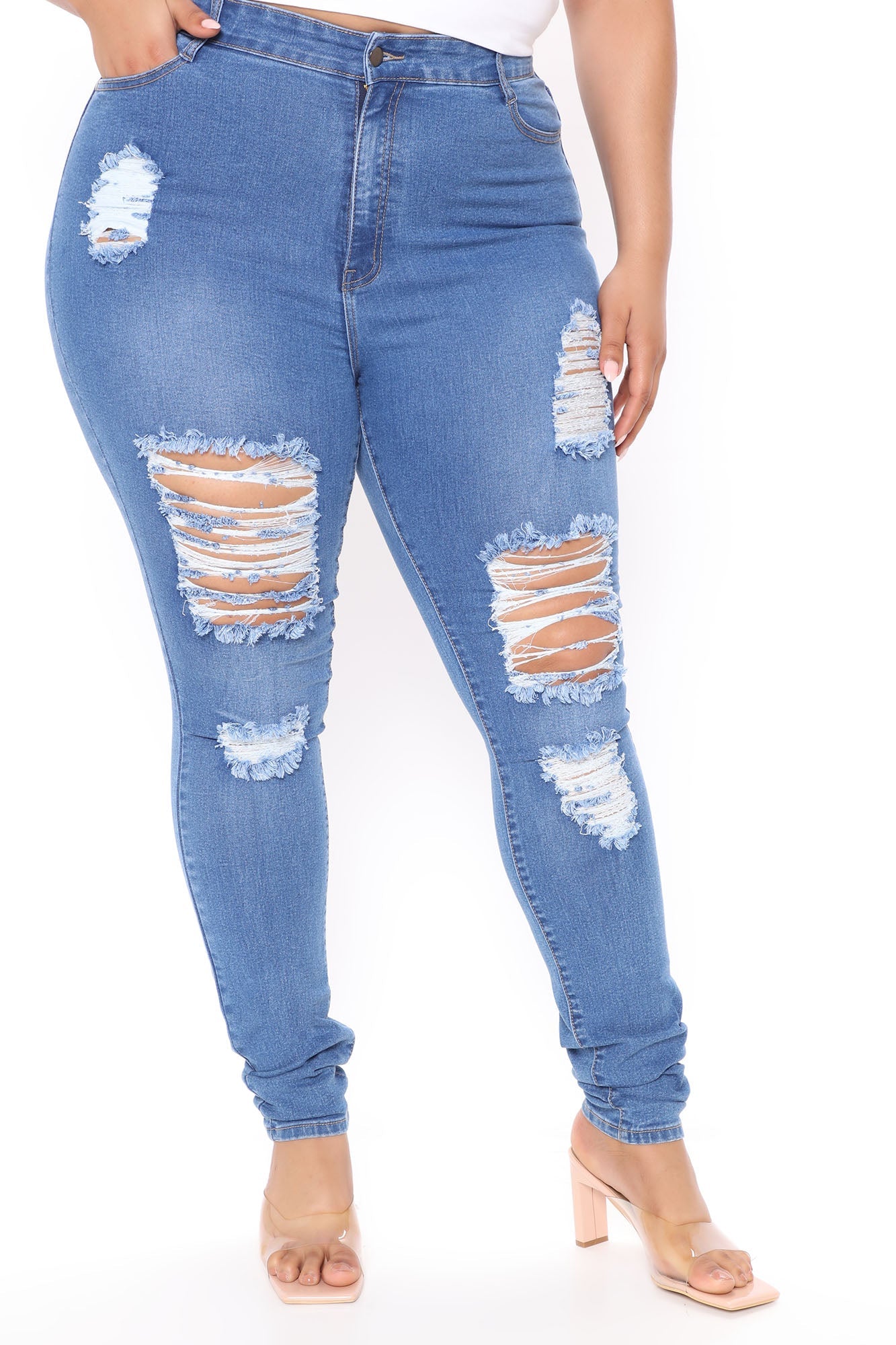 Tall Tempe Distressed Jeans - Medium Blue Wash Ins Street