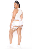 Barely There High Rise Denim Shorts - White Ins Street