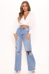 Not Your Girl Ripped Jeans - Medium Blue Wash Ins Street