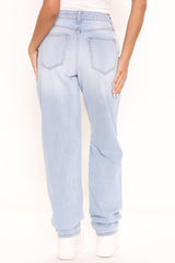 Beat You To It Straight Leg Jeans - Light Blue Wash Ins Street