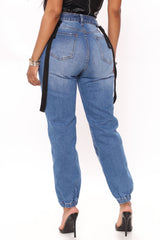 Out Of The Ordinary Patchwork Denim Joggers - Blue Ins Street
