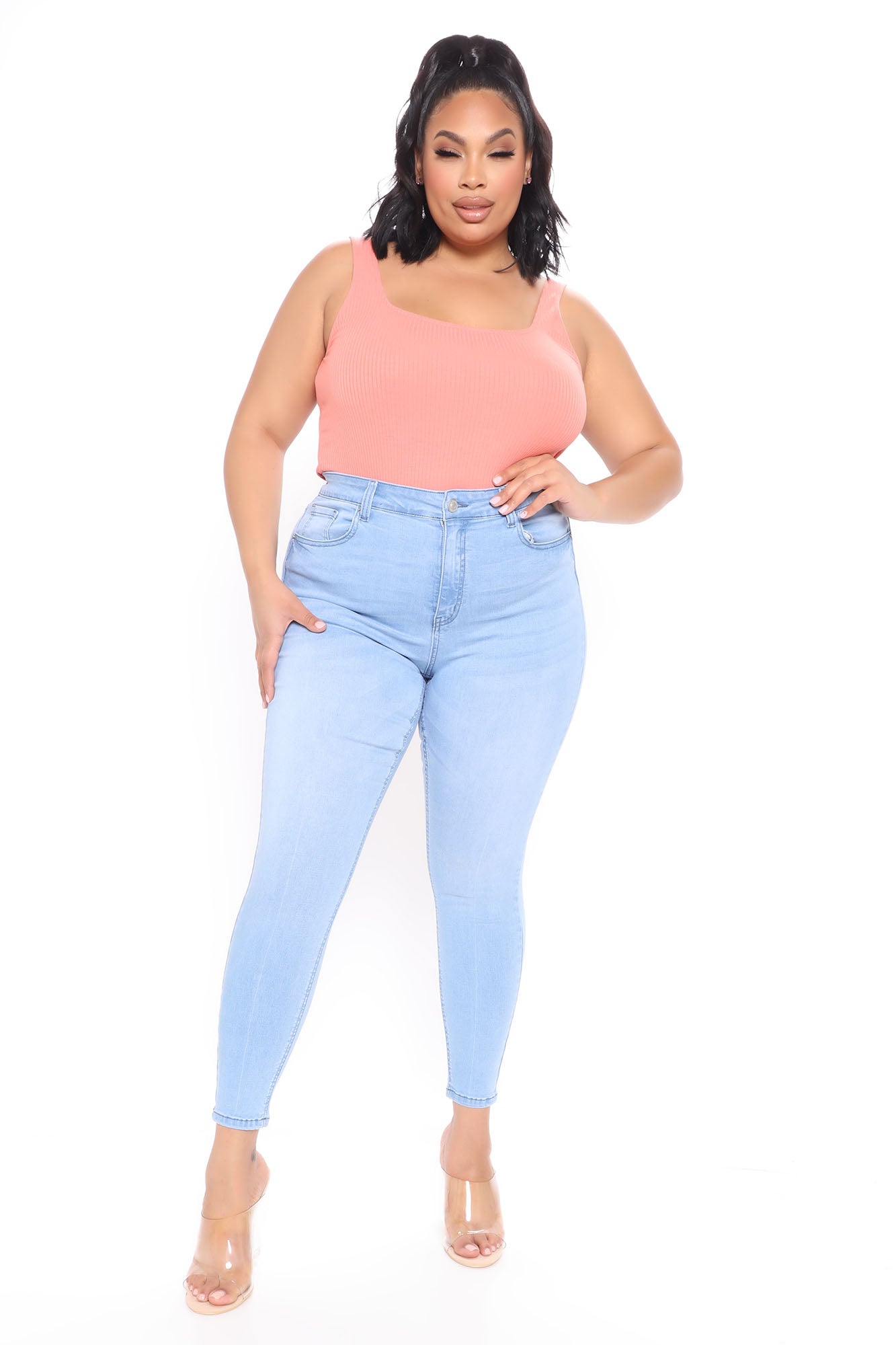 Softest Touch Super Stretch Ankle Jeans - Light Blue Wash Ins Street