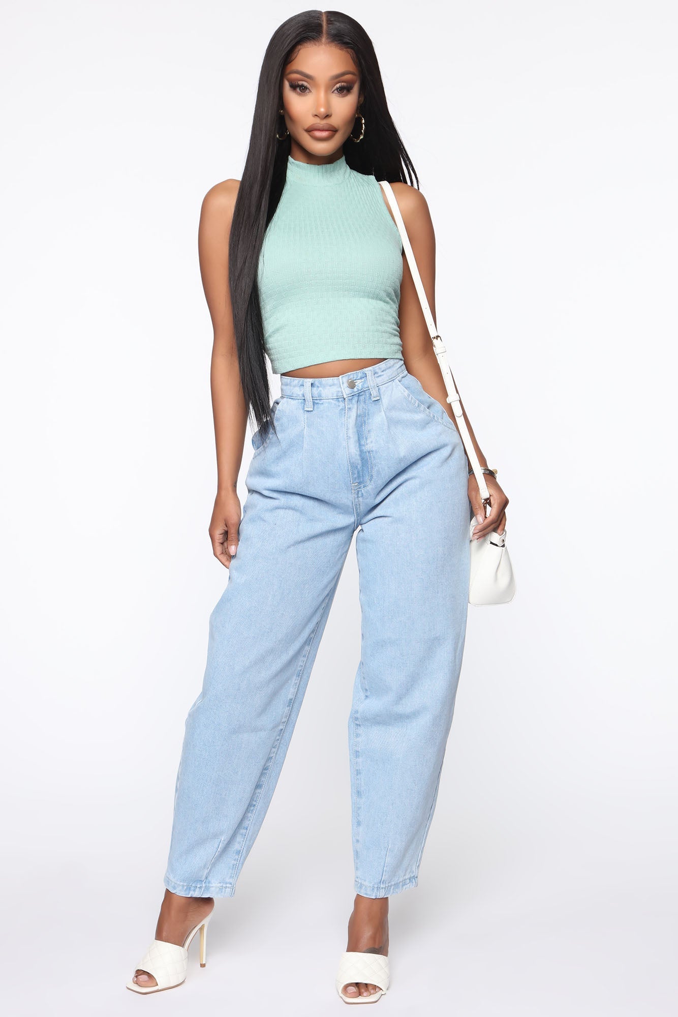 Daydreaming High Rise Mom Jeans - Light Blue Wash Ins Street