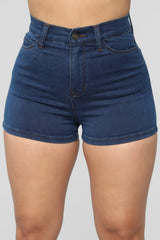 Do Me A Solid Denim Shorts - Dark Denim Ins Street