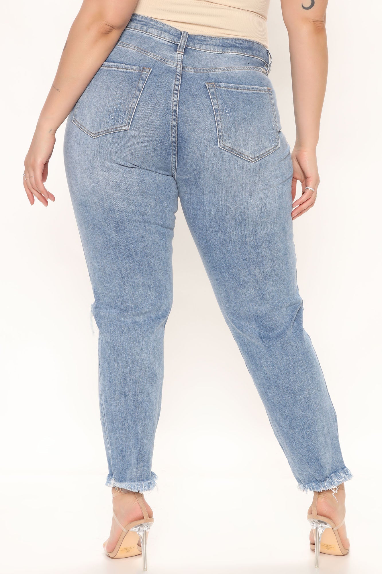 Love Me Ripped Mom Jeans - Medium Blue Wash Ins Street