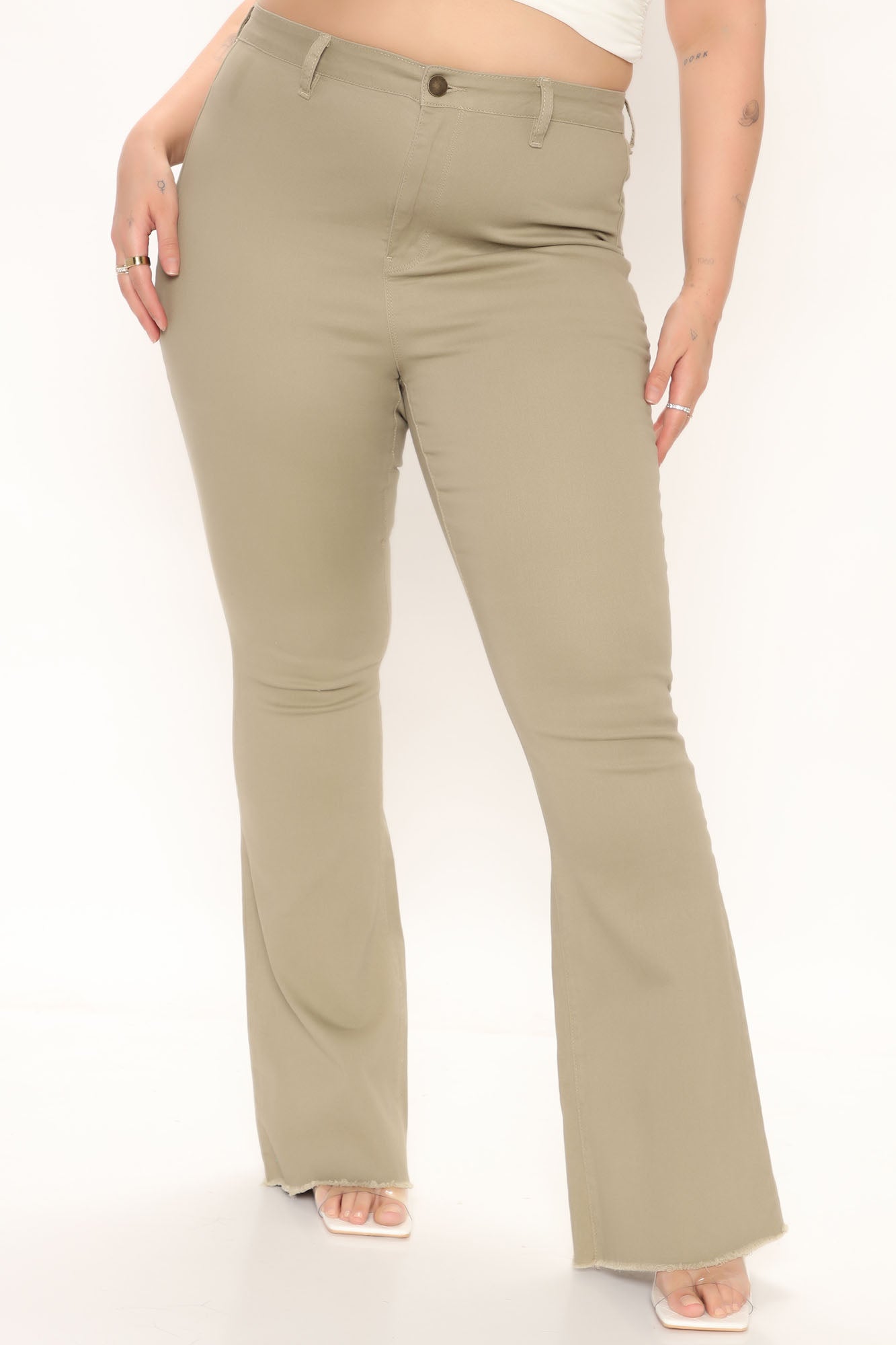 Valentina High Rise Flare Jeans - Khaki Ins Street