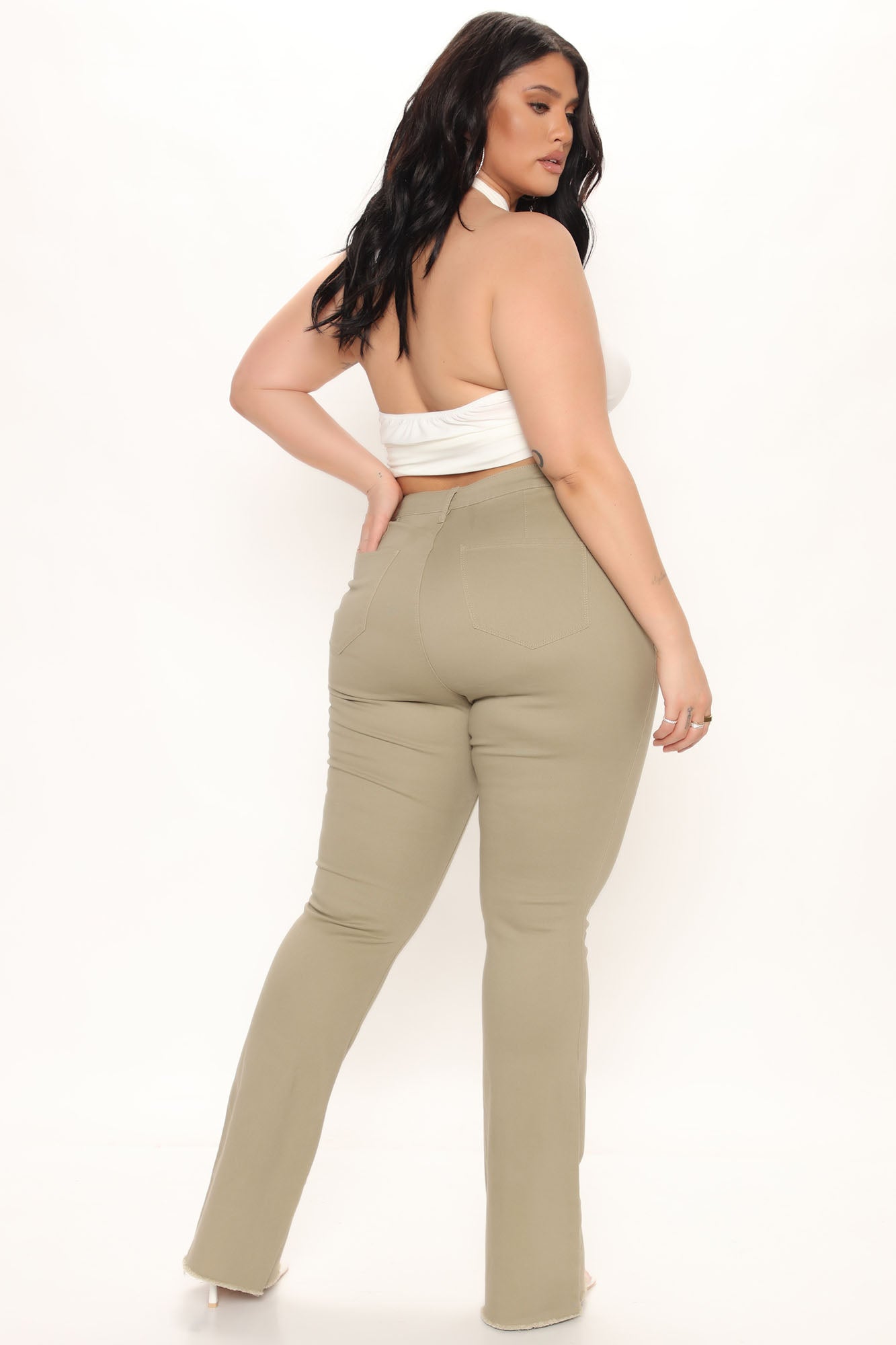 Valentina High Rise Flare Jeans - Khaki Ins Street