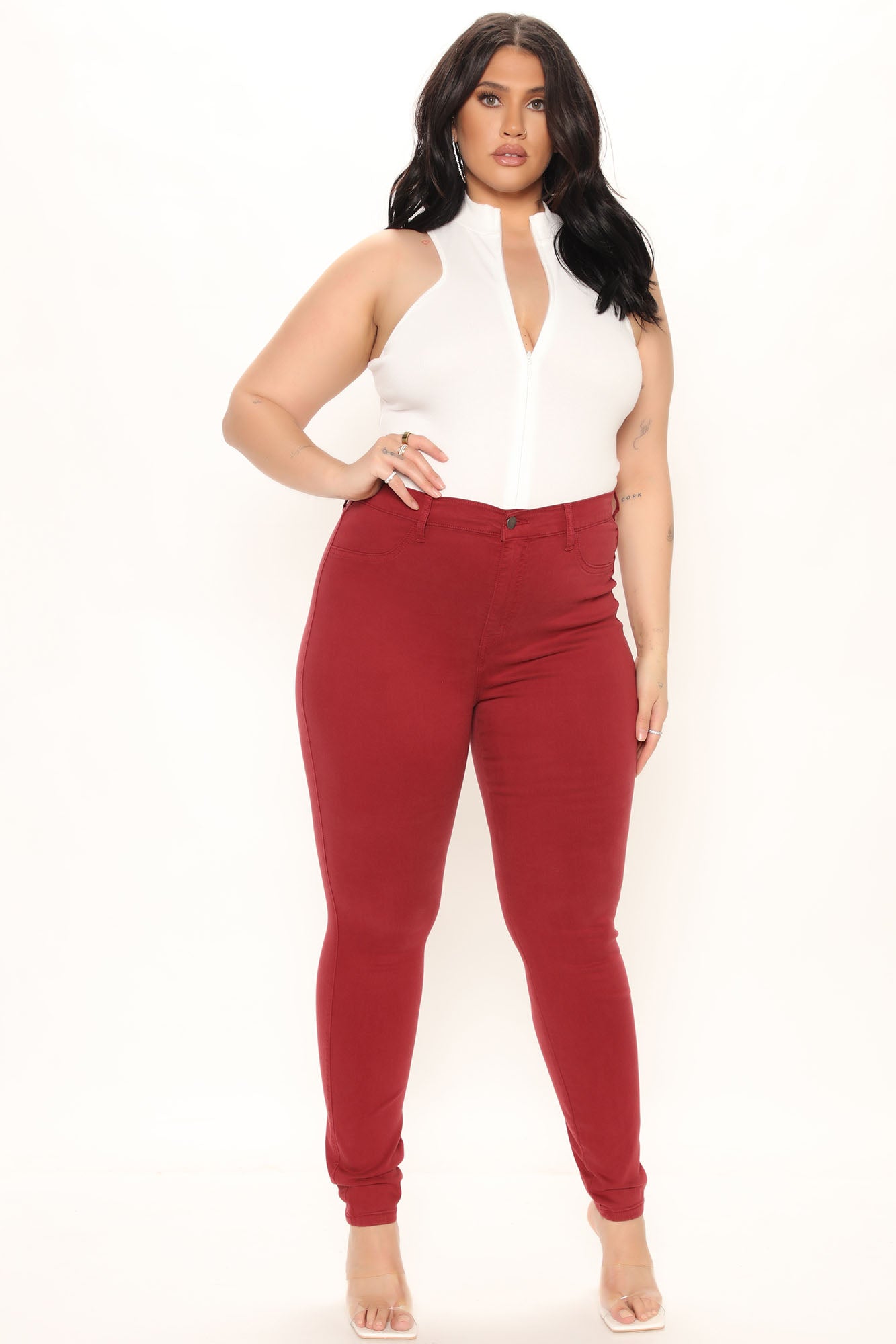 Classic High Waist Skinny Jeans - Wine Ins Street